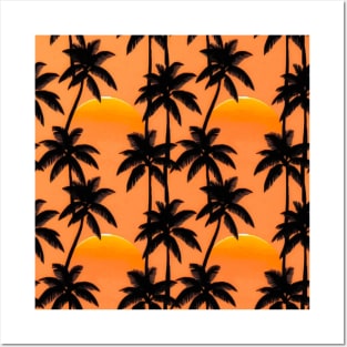 Tropical Sunset Palms Posters and Art